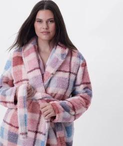 Azlin Long Gown-Print Check / Dusty Pink