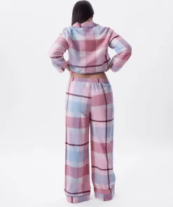 Azlin Long Pant-Print Check / Dusty Pink