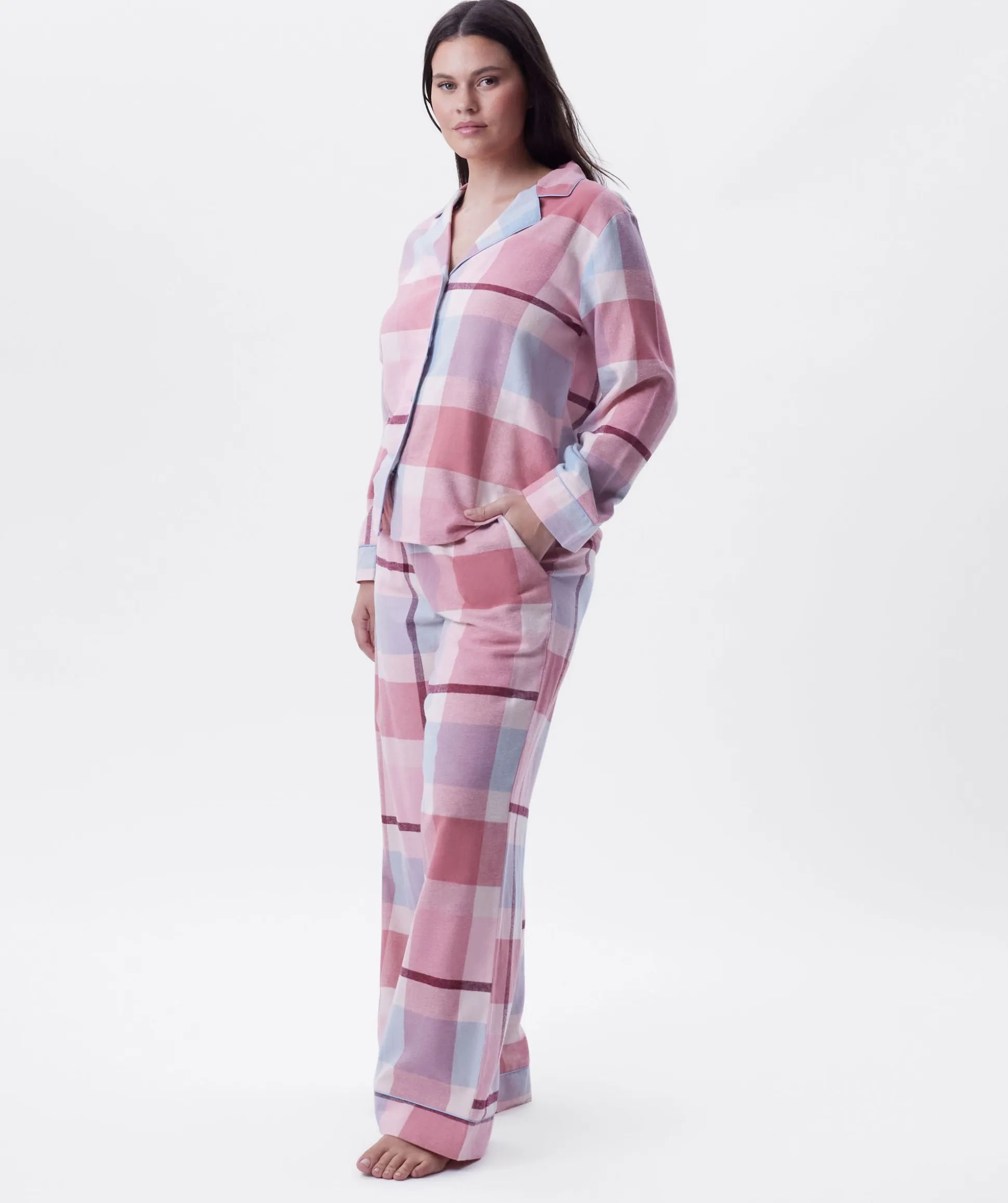 Azlin Long Sleeve Shirt-Print Check / Dusty Pink