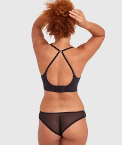 Base Layers Long Line Push Up Bra - Black