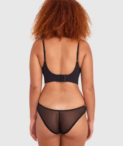 Base Layers Long Line Push Up Bra - Black