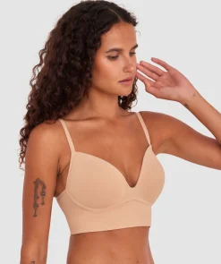 Base Layers Long Line Push Up Bra - Nude