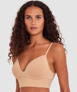 Base Layers Long Line Push Up Bra - Nude