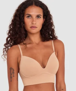 Base Layers Long Line Push Up Bra - Nude