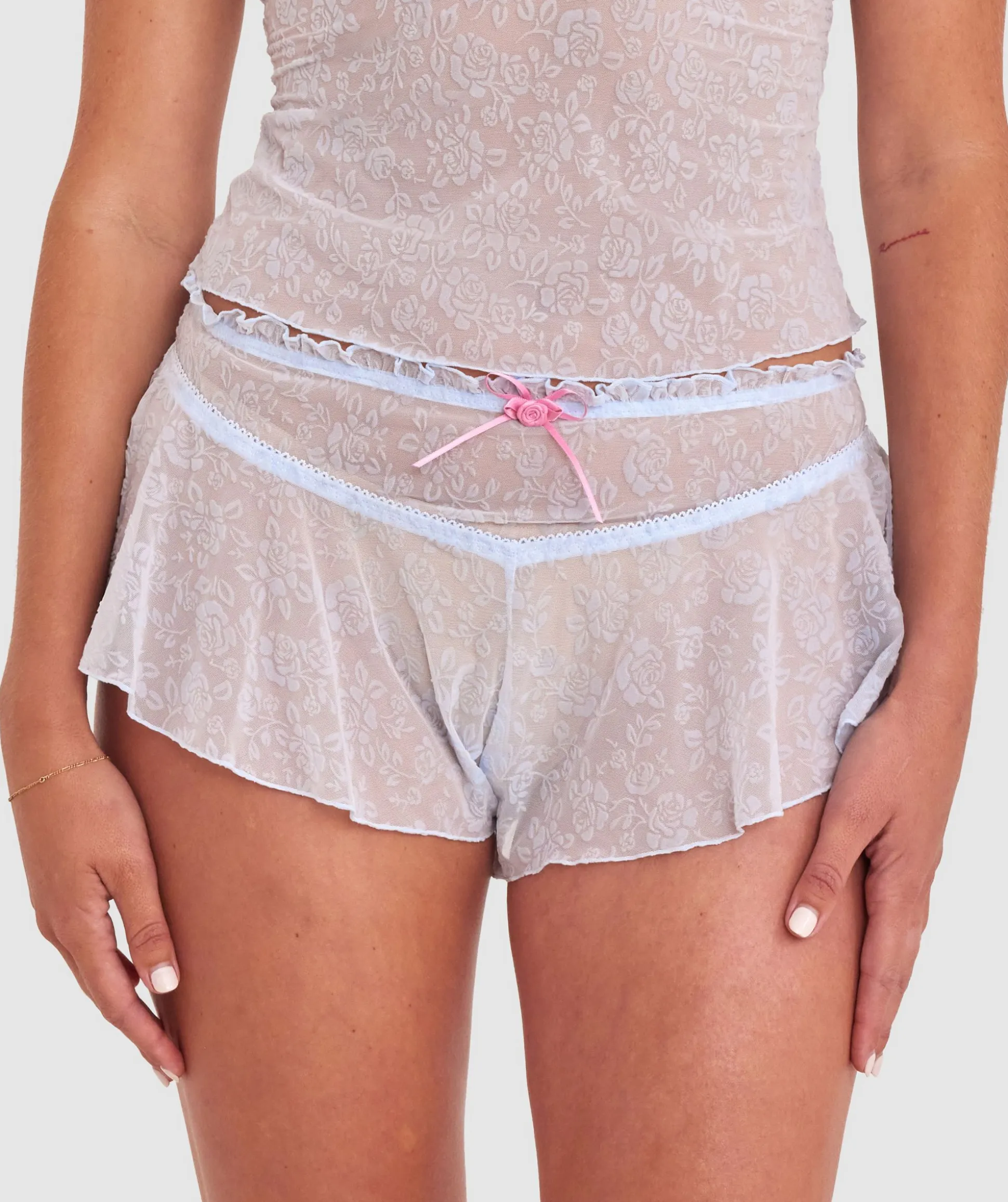Beatrix French Knicker - Pale Blue/Pink