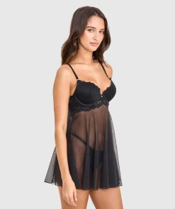 Bethany Essentials Push Up Babydoll - Black