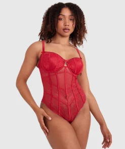 Bethany Underwire Bodysuit - Red