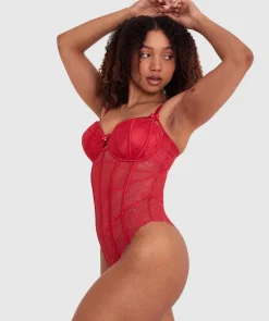 Bethany Underwire Bodysuit - Red