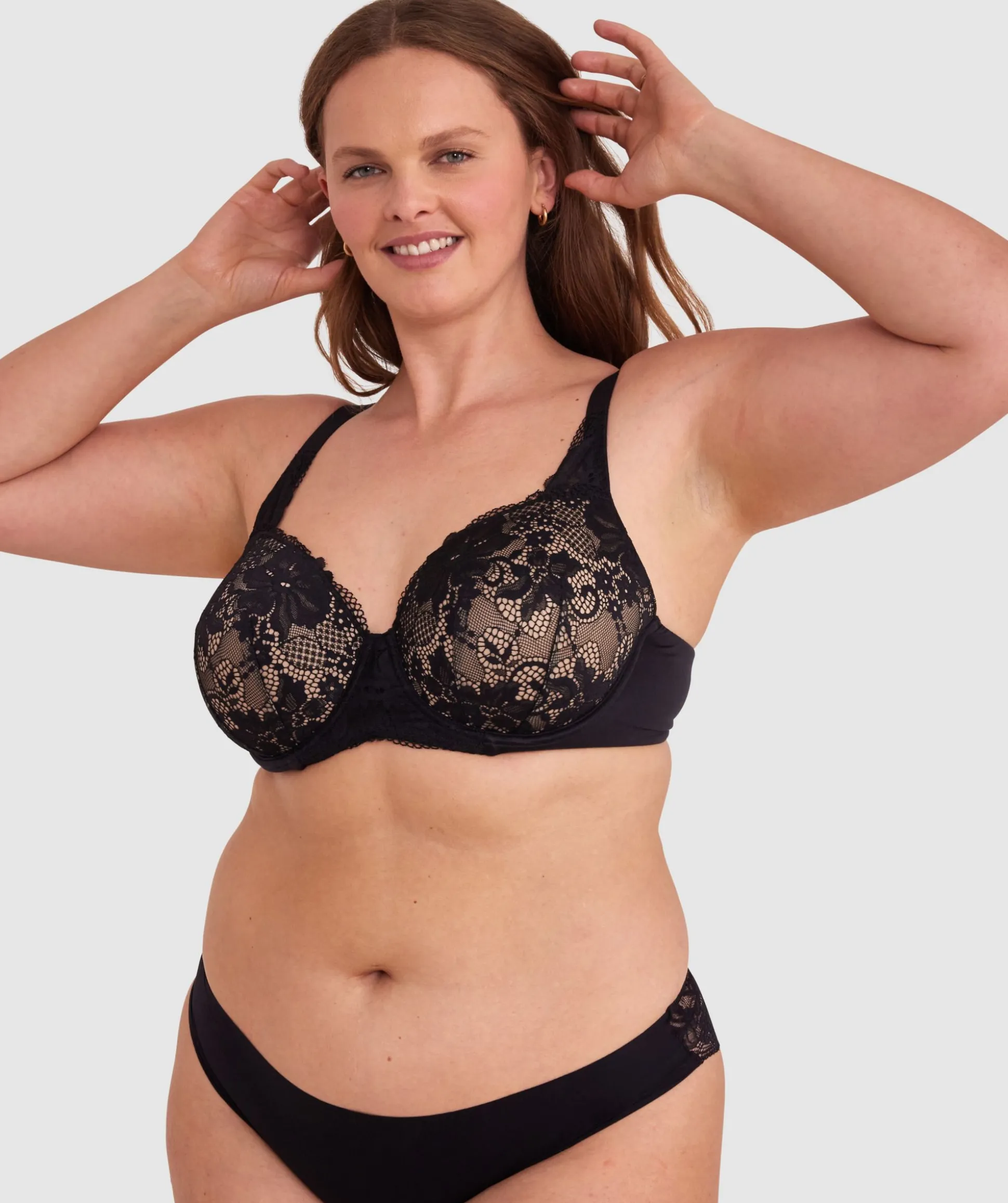 Body Bliss Full Lace Curvy Balconette Bra - Black