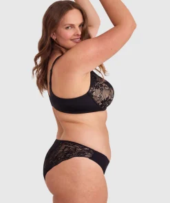 Body Bliss Full Lace Curvy Balconette Bra - Black