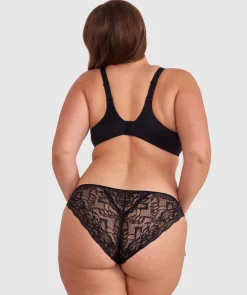 Body Bliss Full Lace Curvy Balconette Bra - Black