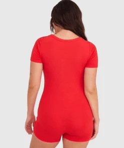 Body Bliss Romper-Light Red