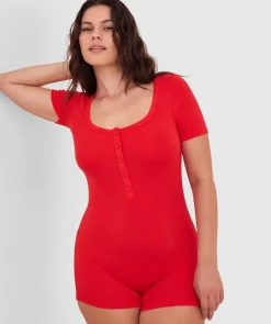 Body Bliss Romper-Light Red