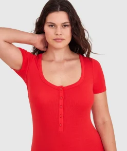Body Bliss Romper-Light Red