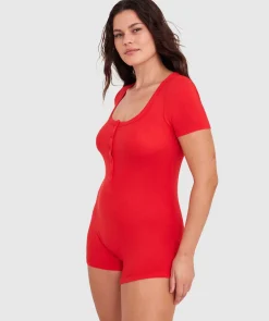 Body Bliss Romper-Light Red