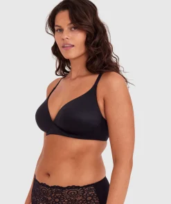 Body Bliss Wirefree Bra with Hook and Eye - Black