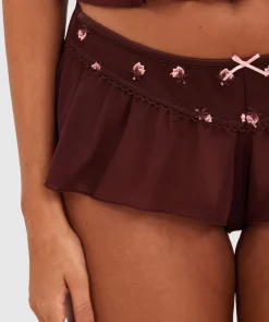 Budding Roses French Knicker - Dark Brown