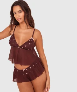 Budding Roses French Knicker - Dark Brown