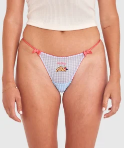 Buttery High Leg String - Print Check/Blue