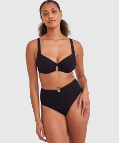 Cassie High Waist Bikini Bottom - Black