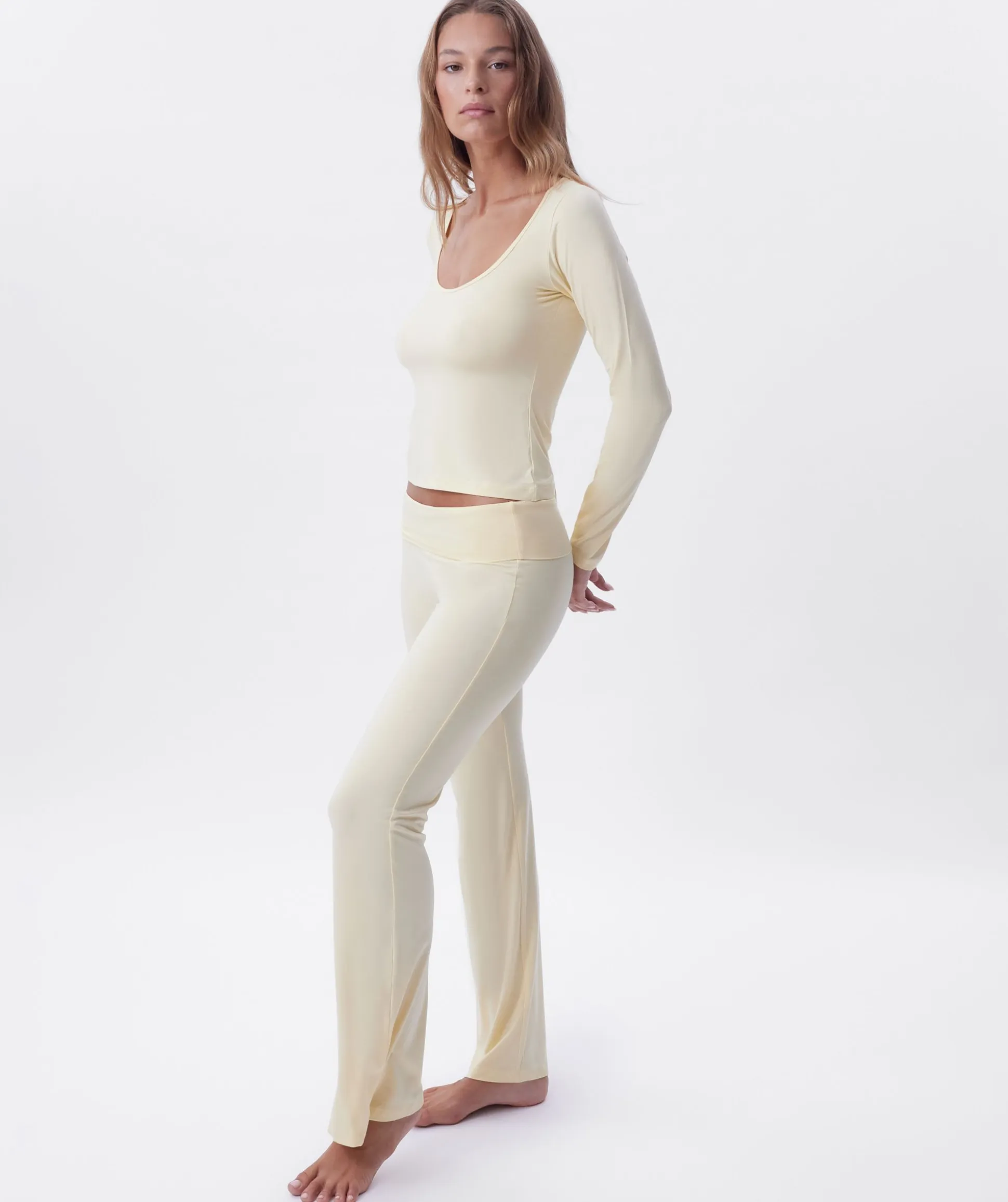 Chill Out Foldover Pant - Light Yellow