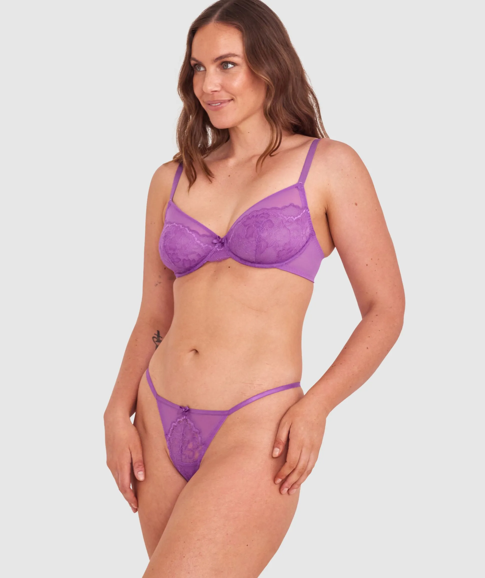 Dana Unlined Plunge Bra - Purple