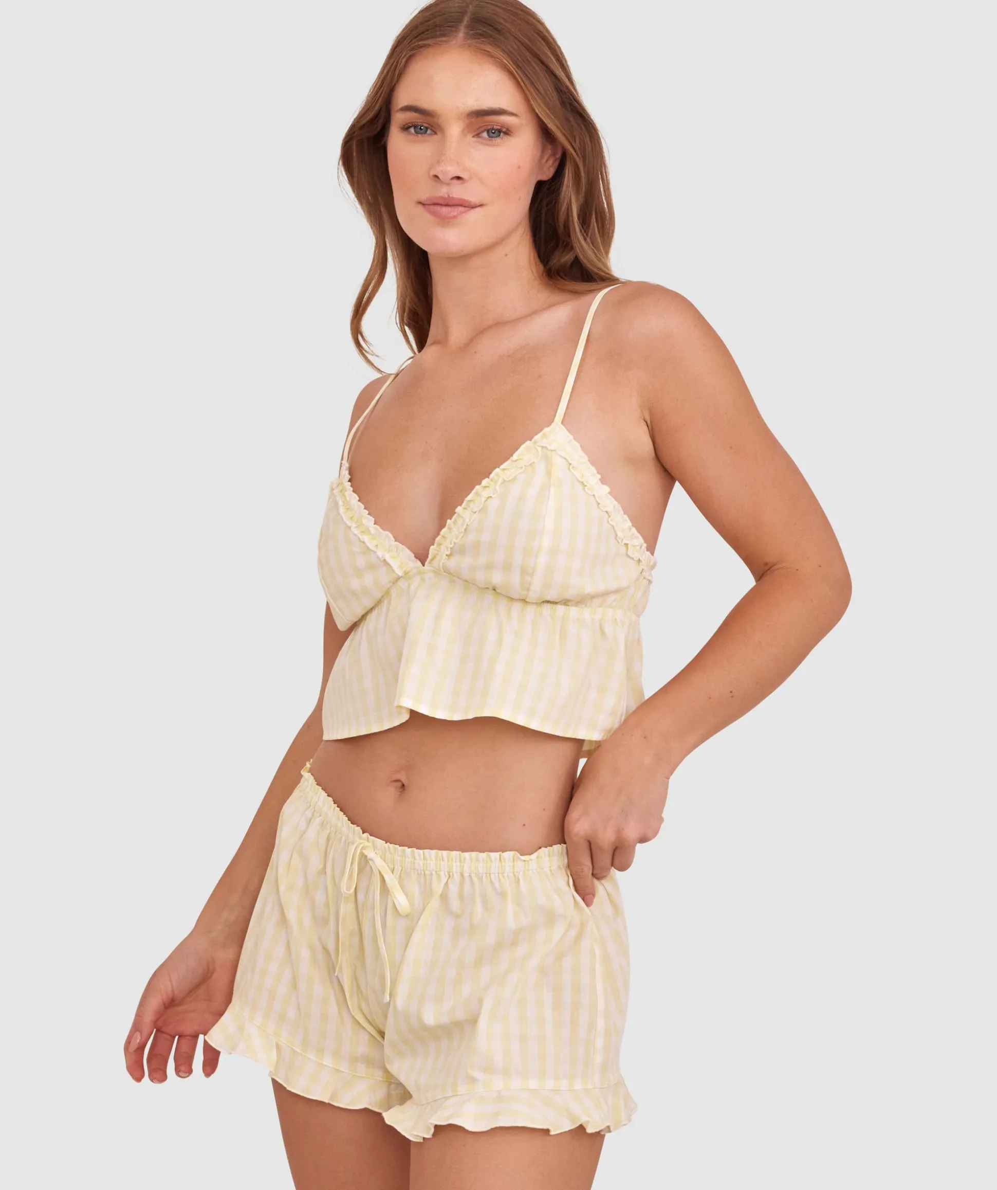 Dorothy Short-Print Check / Light Yellow