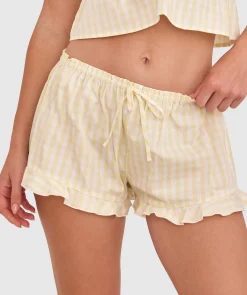 Dorothy Short-Print Check / Light Yellow