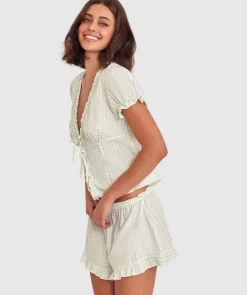Dorothy Short Sleeve - Print Check/Light Green