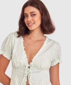 Dorothy Short Sleeve - Print Check/Light Green