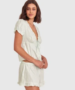 Dorothy Short Sleeve - Print Check/Light Green