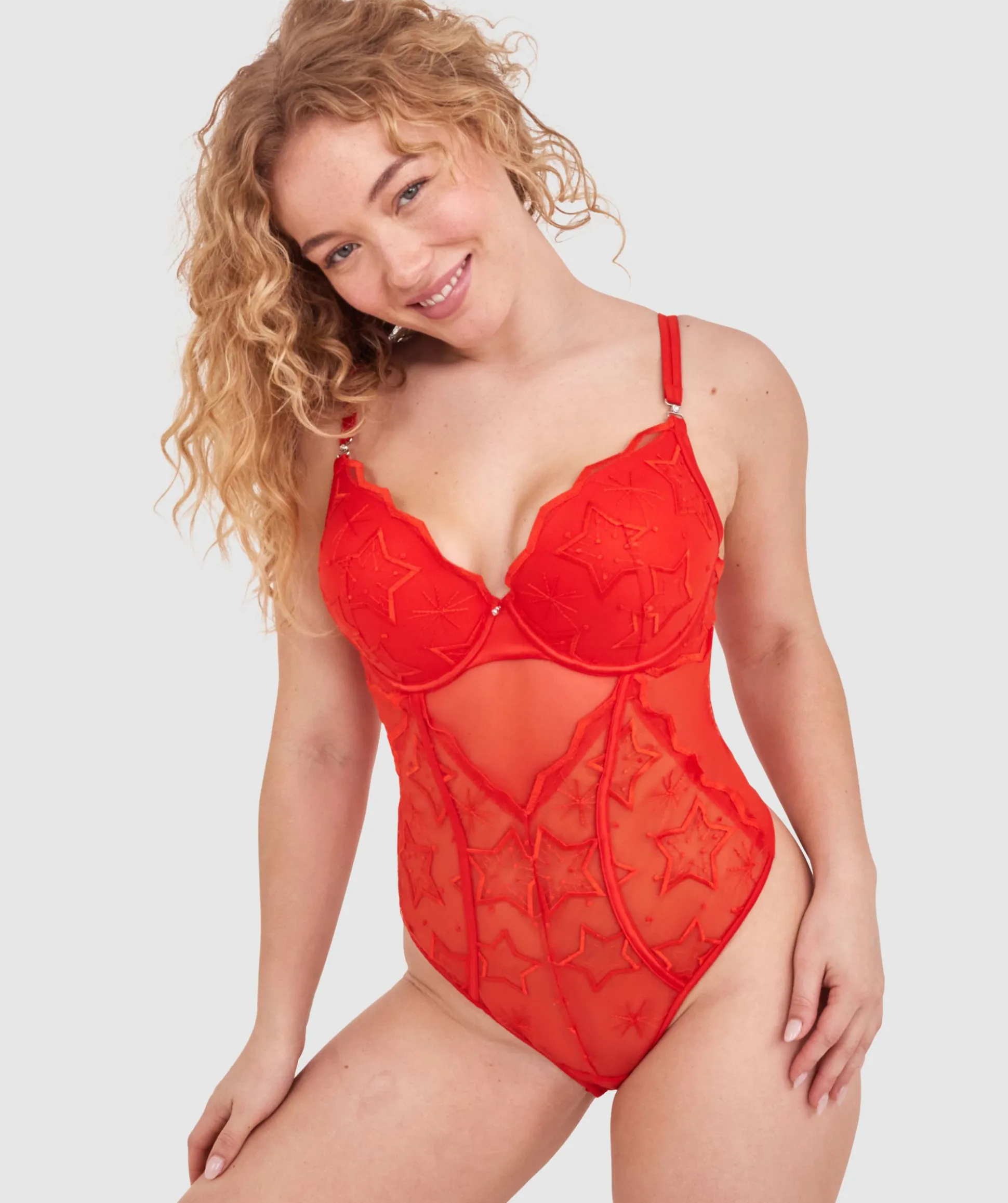 Dua Push up Plunge Bodysuit - Red