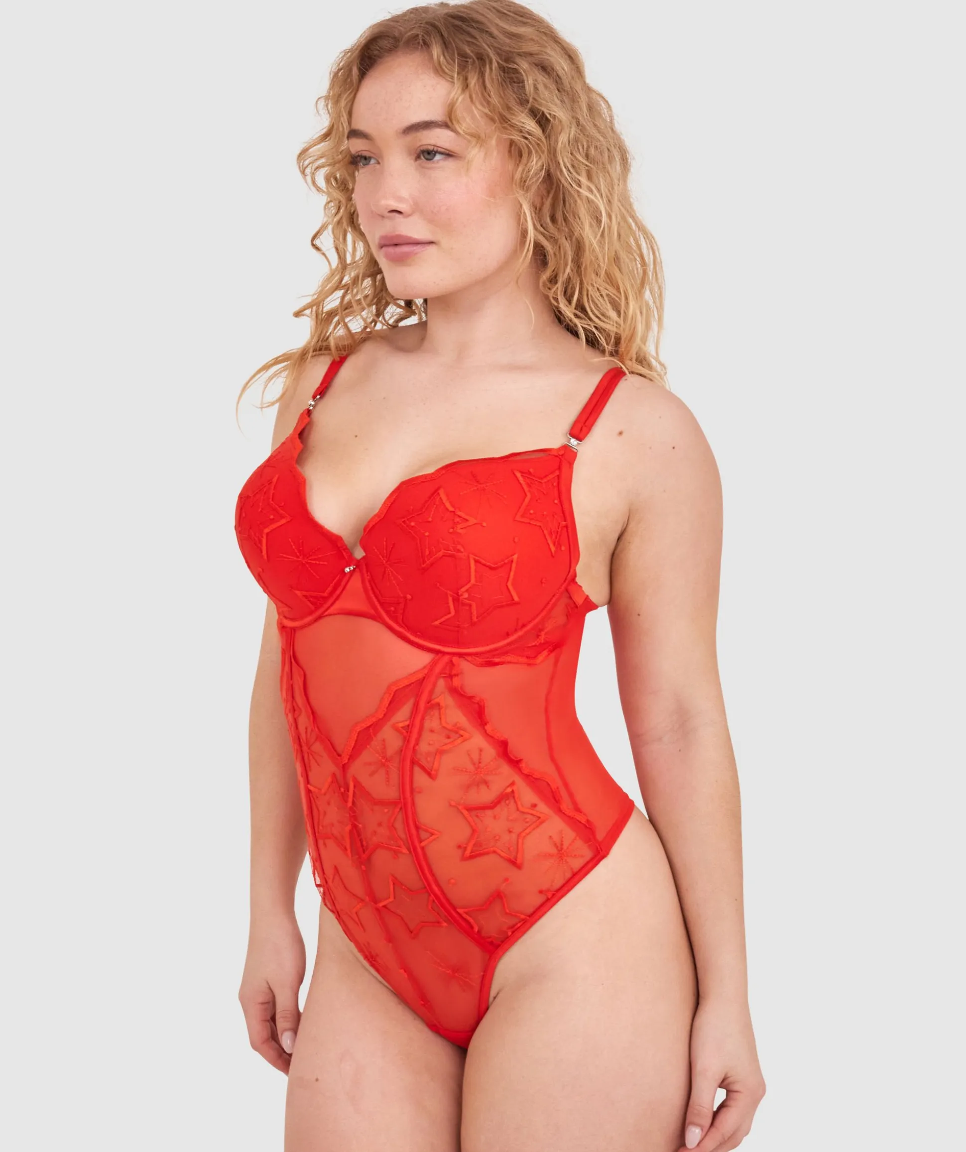 Dua Push up Plunge Bodysuit - Red