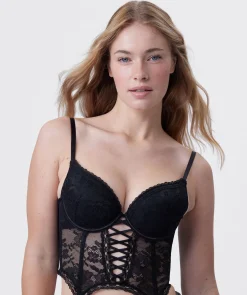 Edie Push Up Dentelle Corset - Black