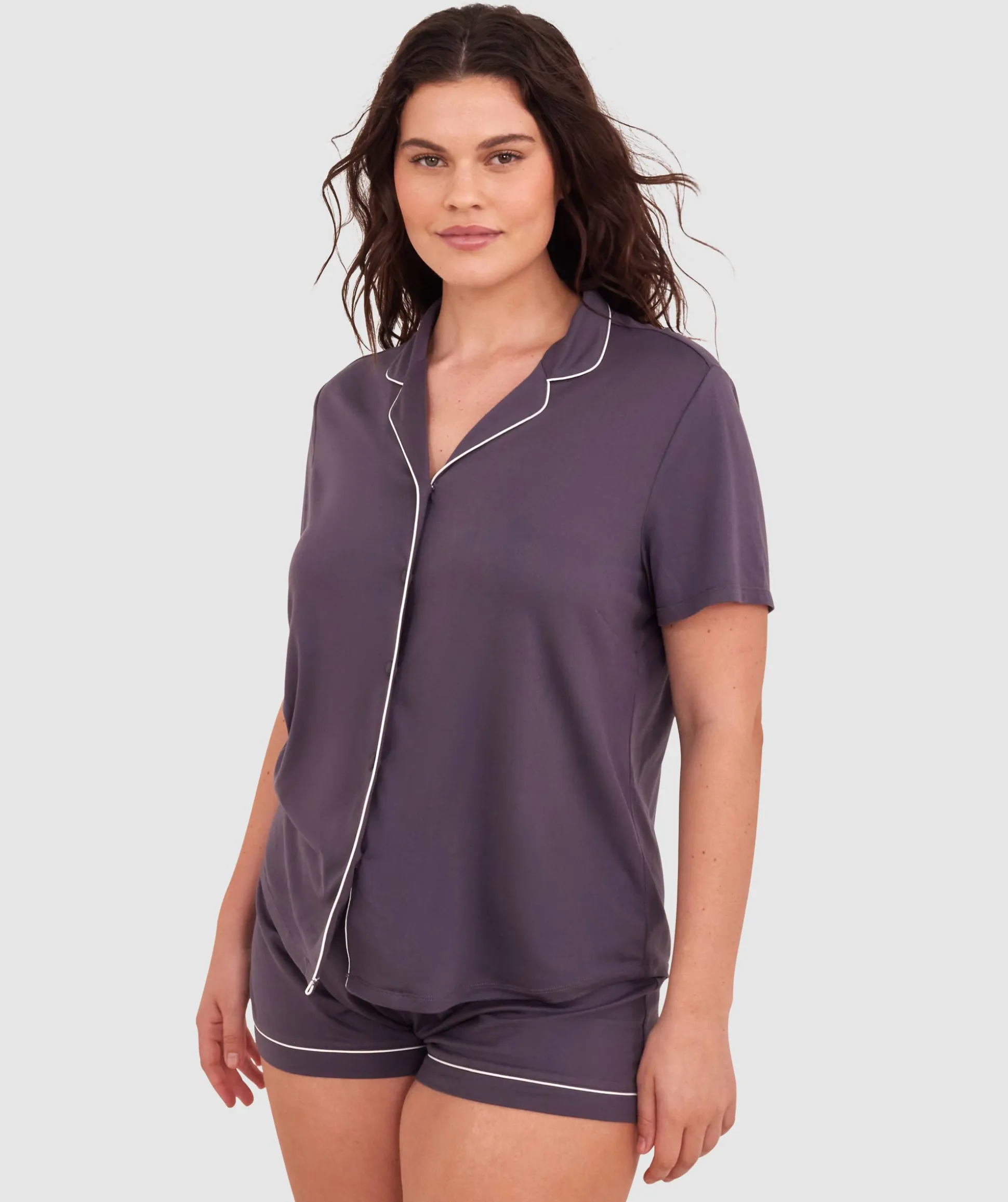 Emilia Short Sleeve Top - Dark Grey