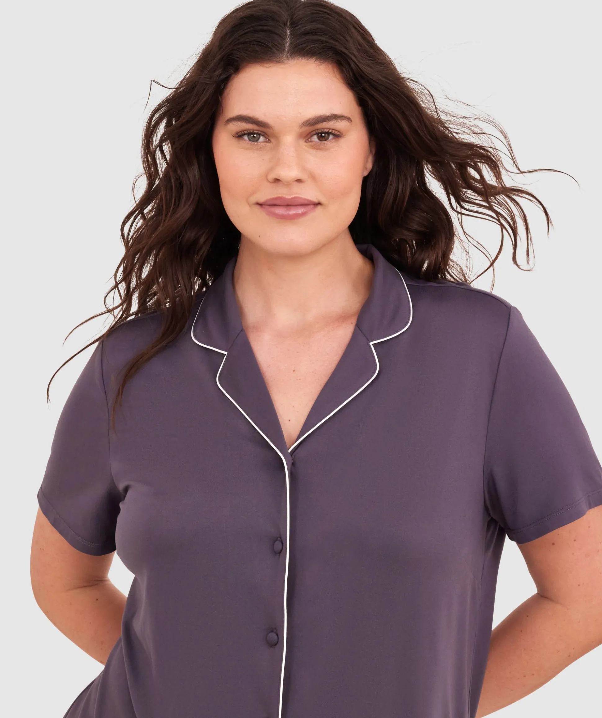 Emilia Short Sleeve Top - Dark Grey