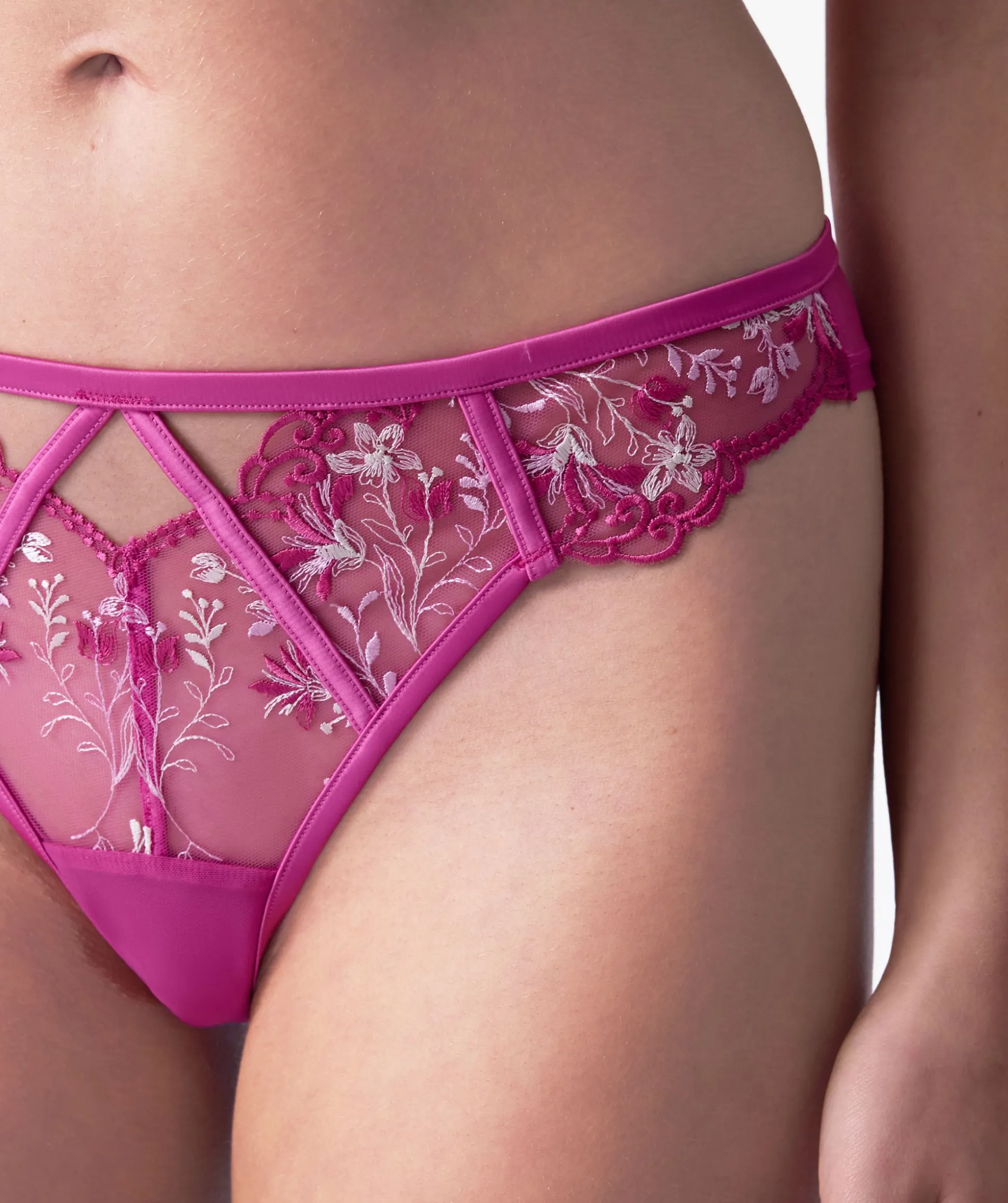 Enchanted Afternoon Delight High Leg Brazilian Knicker - Hot Pink