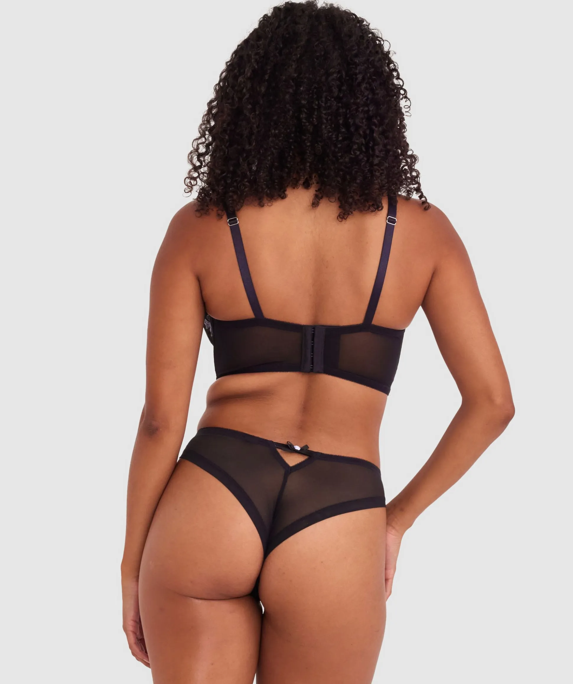 Enchanted All For You High Leg Brazilian Knicker - Black/ Light-Green