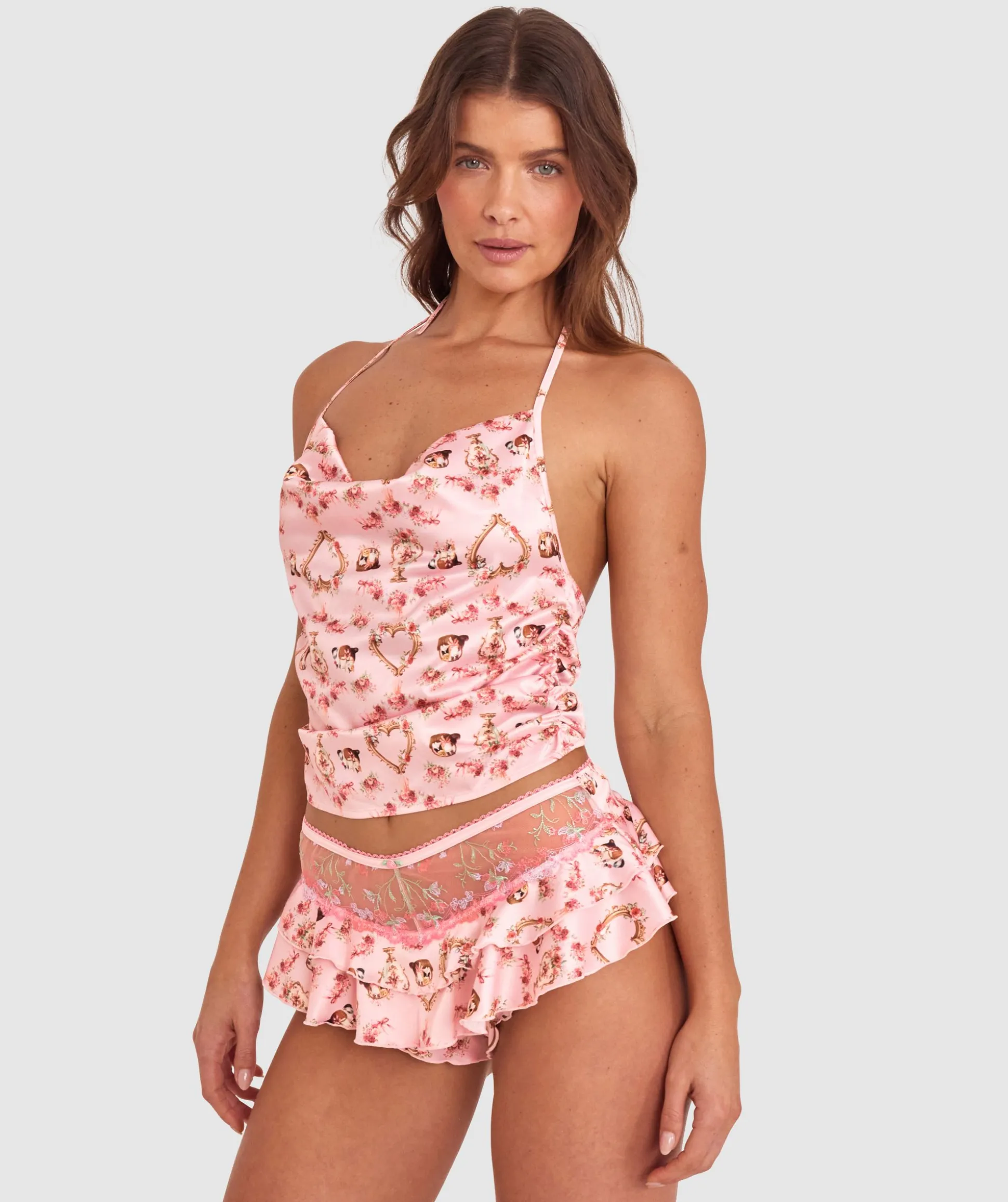 Enchanted A Purr-Fect Promise Cowl Neck Halter Cami-Multi Colour / Print