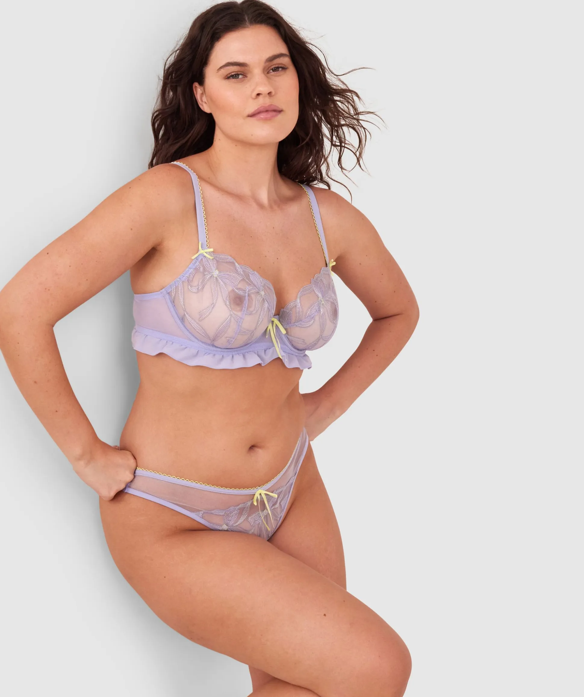 Enchanted Be My Bow High Leg Brazilian Knicker - Lavender