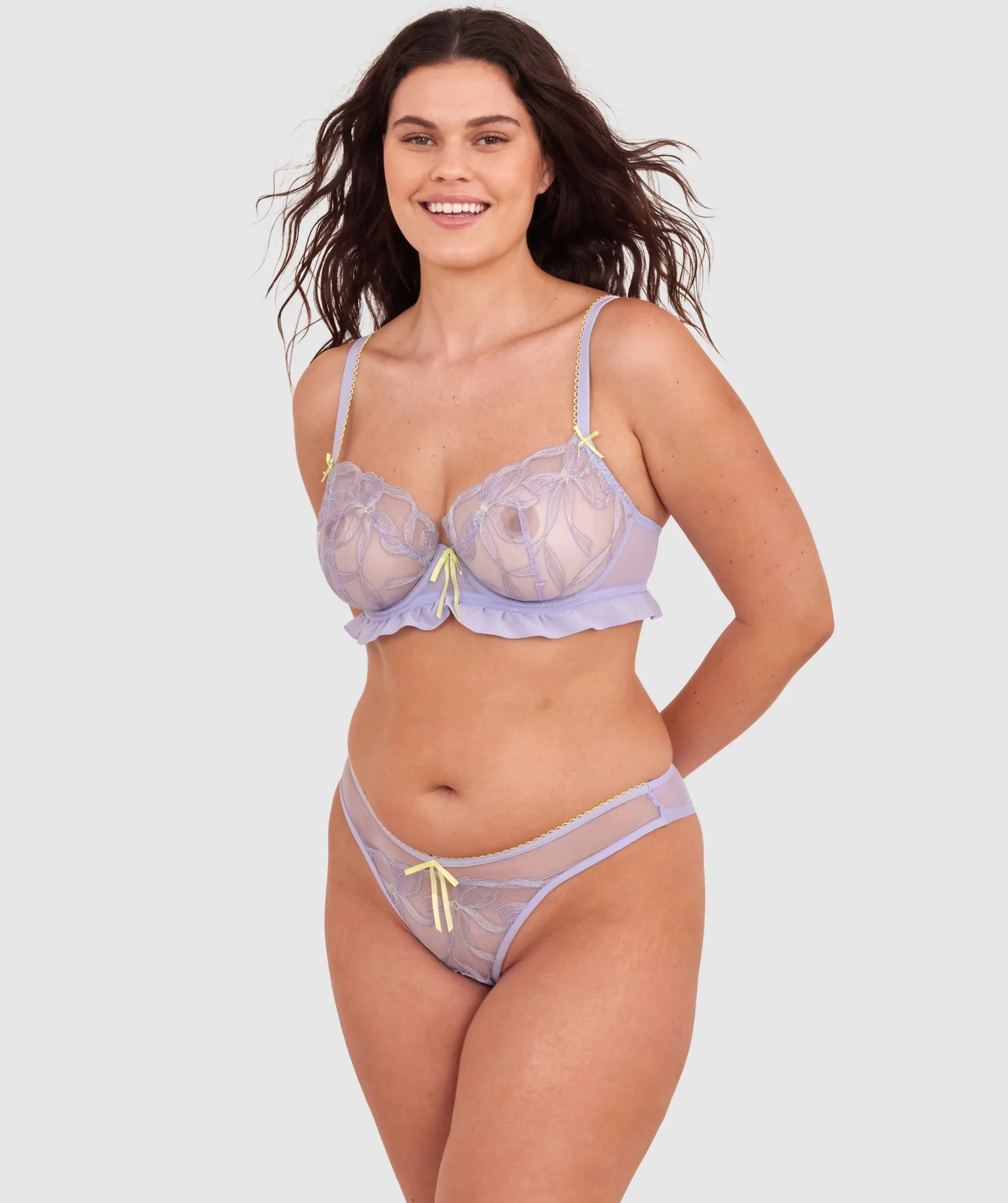 Enchanted Be My Bow High Leg Brazilian Knicker - Lavender