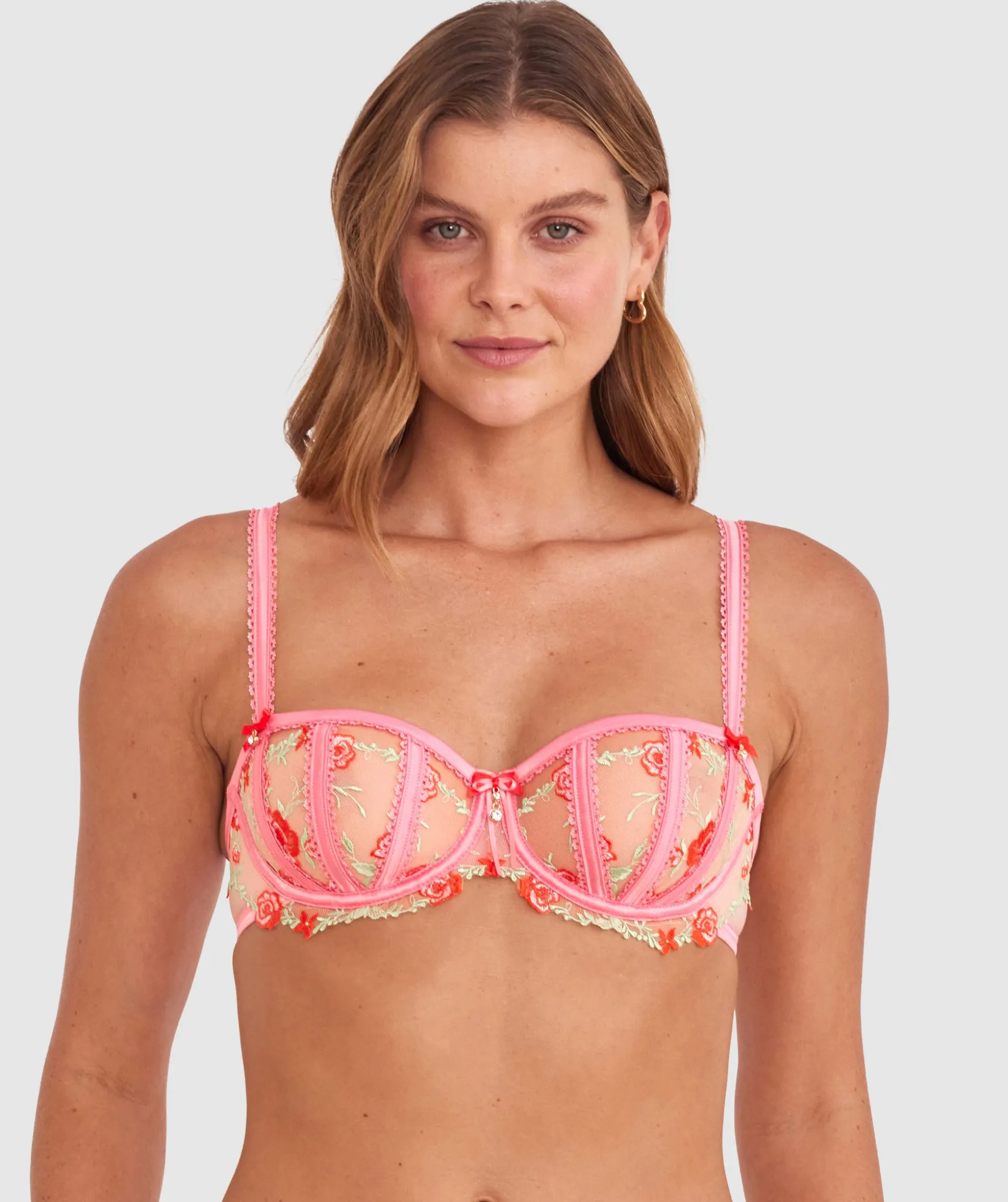 Enchanted Bernadette Balconette Bra - Light Pink/Multicolour