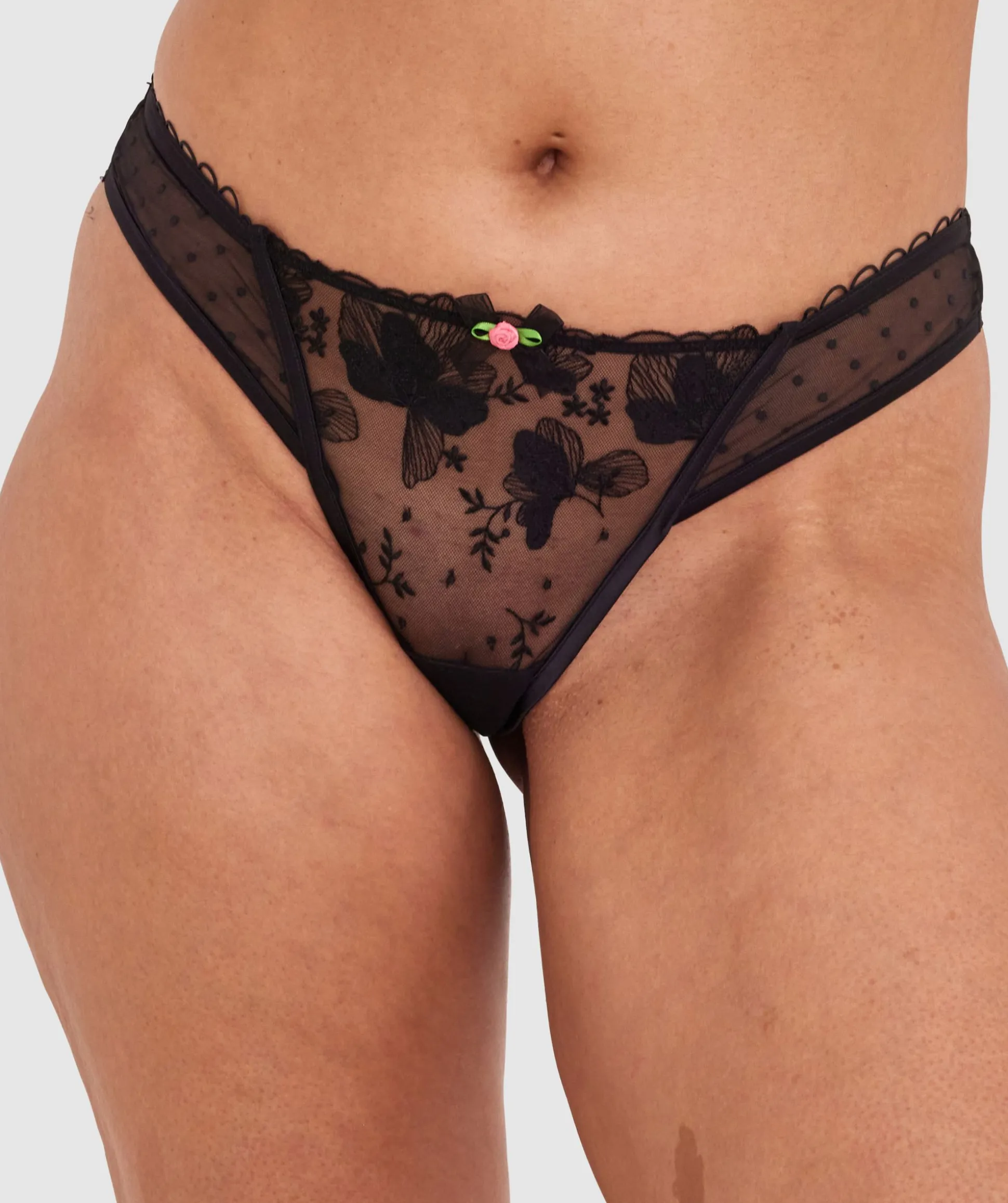 Enchanted Desdemona High Leg Brazilian Knicker - Black