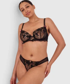 Enchanted Desdemona High Leg Brazilian Knicker - Black