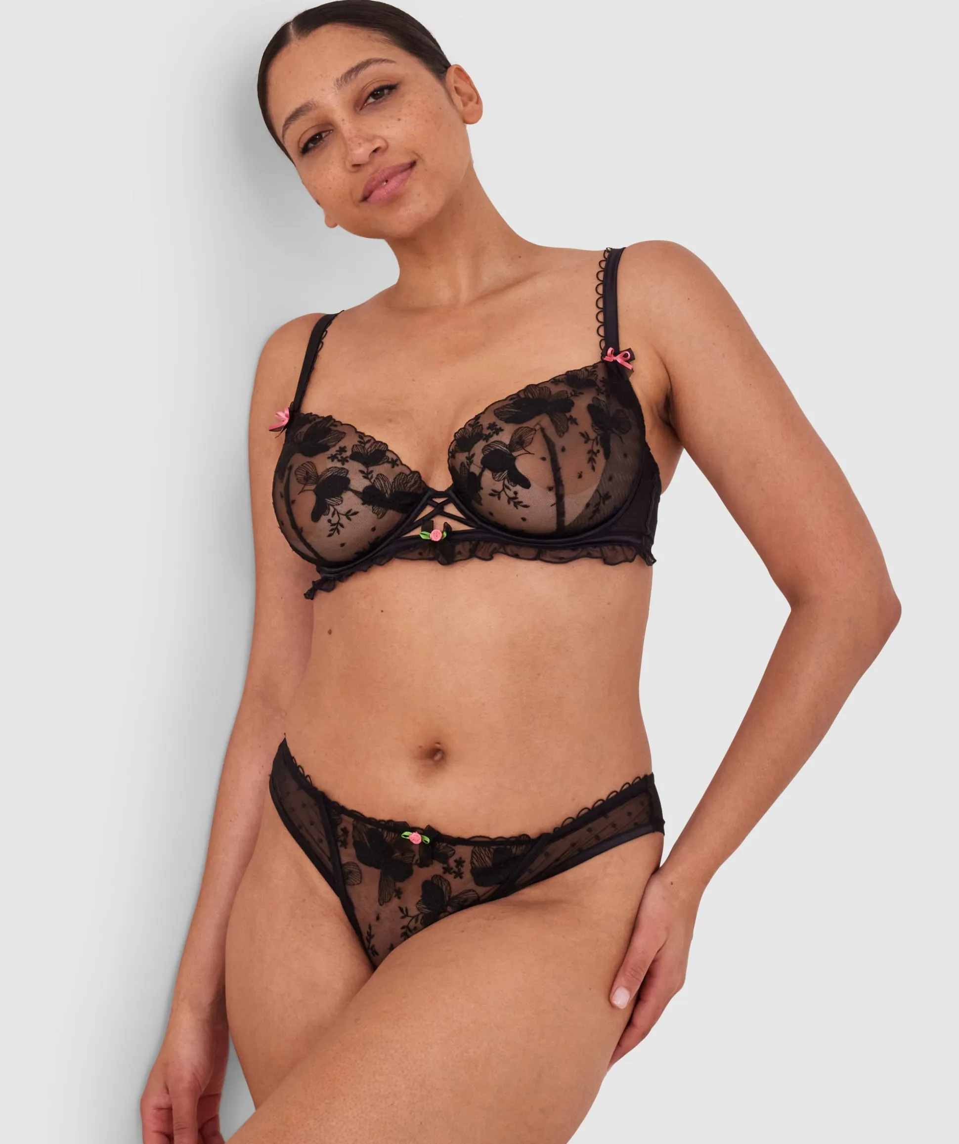 Enchanted Desdemona High Leg Brazilian Knicker - Black