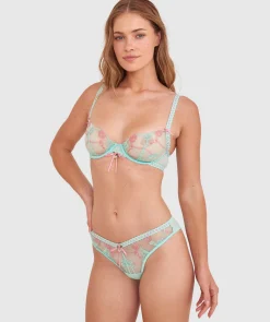 Enchanted Love Knot High Leg Brazilian Knicker - Aqua/Pink