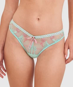 Enchanted Love Knot High Leg Brazilian Knicker - Aqua/Pink