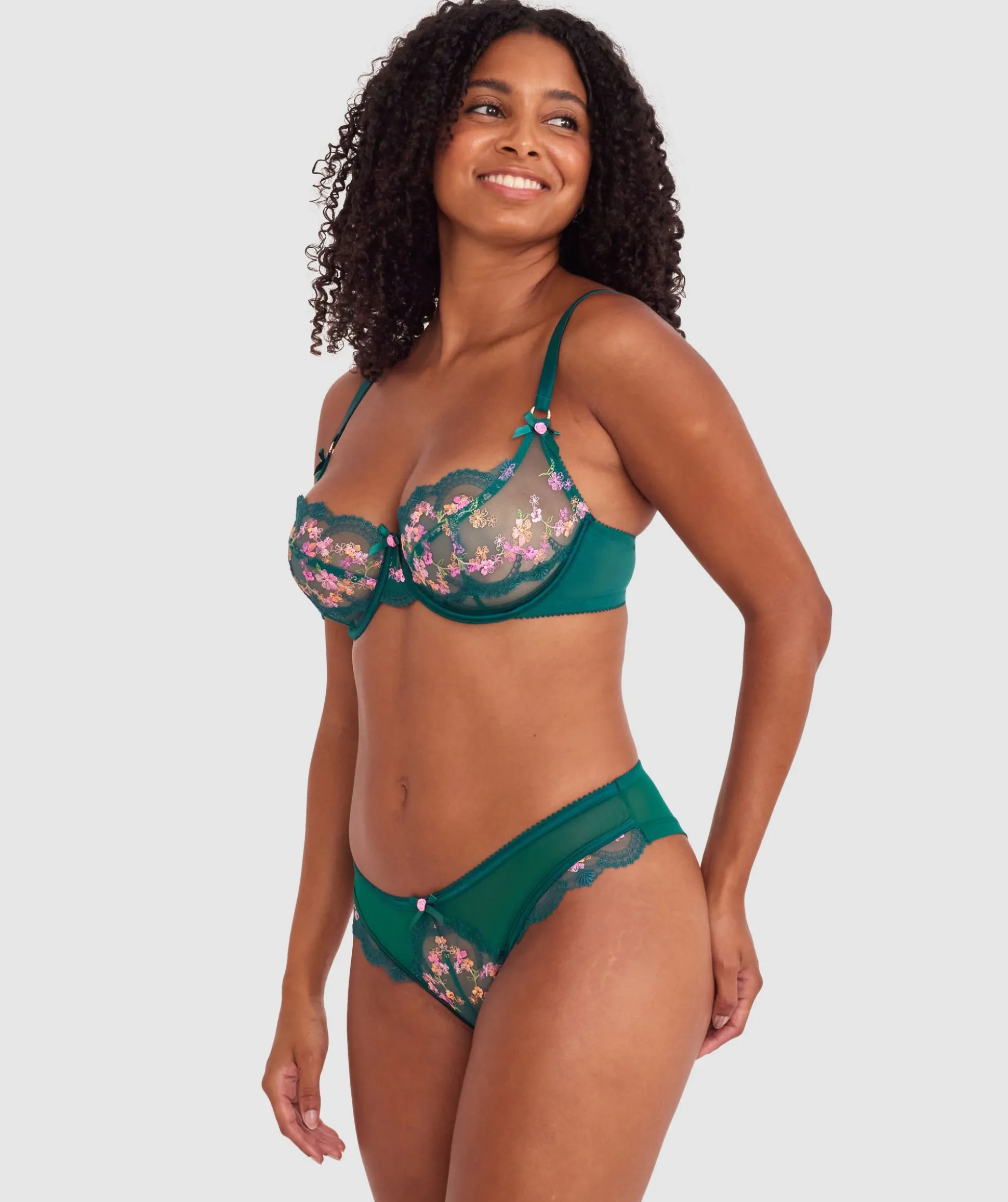 Enchanted Margaux High Leg Brazilian Knicker - Dark Green