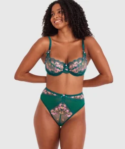 Enchanted Margaux High Waist G String - Dark Green/ Multicolour