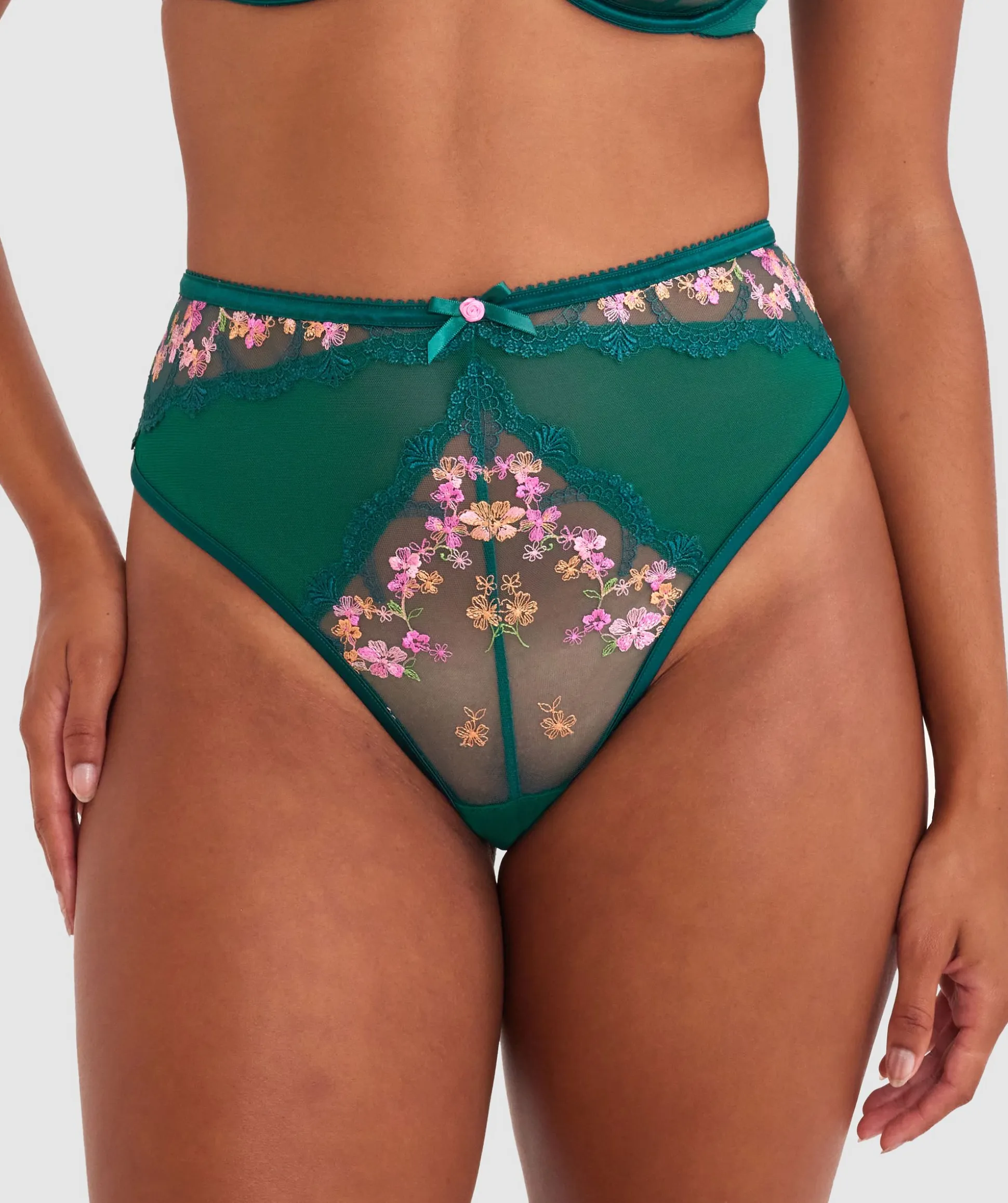 Enchanted Margaux High Waist G String - Dark Green/ Multicolour